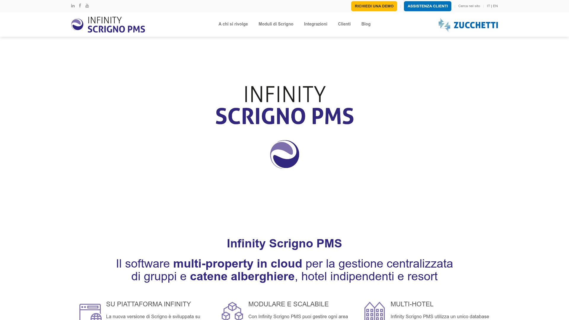 Scrigno (GP Dati Zucchetti) — PMS enterprise per catene alberghiere e grandi hotel