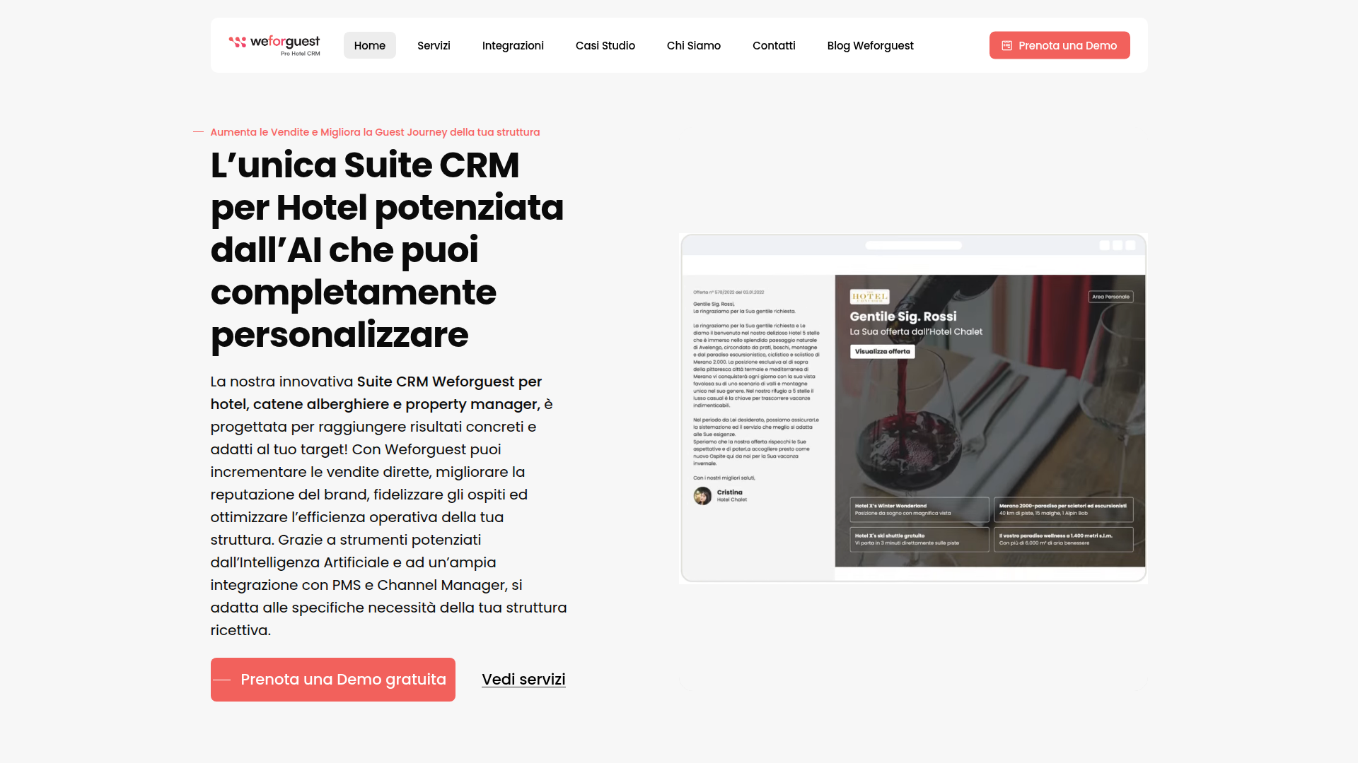 Weforguest — Suite CRM per hotel potenziata dall'AI, completamente personalizzabile